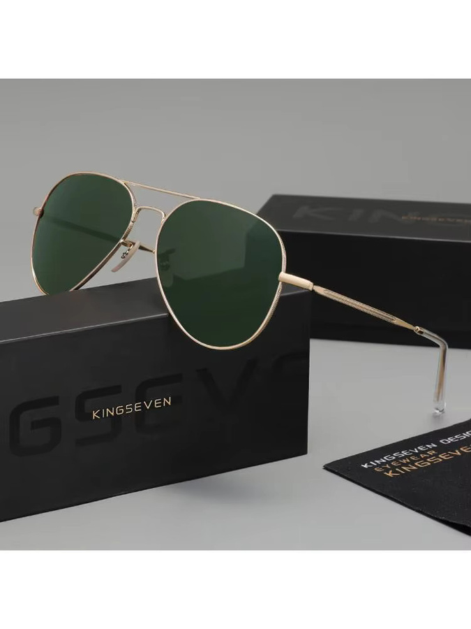 KINGSEVEN Sonnenbrille Aviator, Metall, Gold, Unisex, Vollrand, polarisiert - Bild 3
