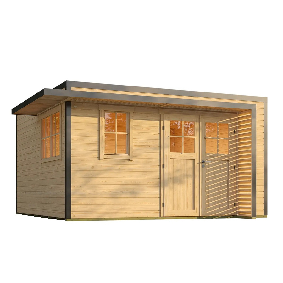 Weka Gartenhaus Amberley mit Doppeltür und 2 Fenstern, Holz, naturbelassen, B/T: 400 x 400 cm - Bild 2
