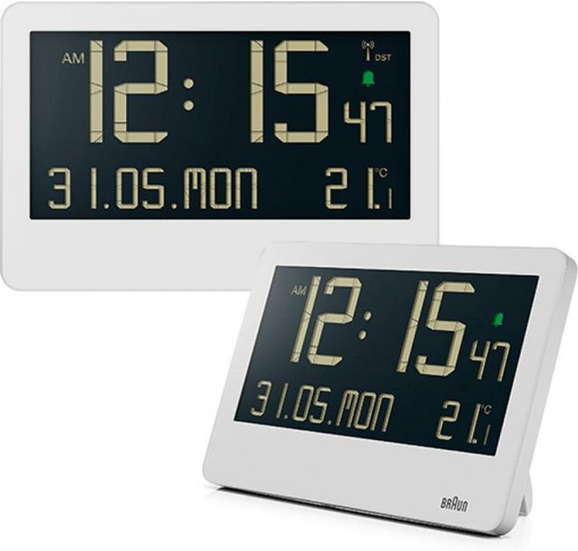 Braun BC14W Digital Crescendo Alarm Wetteruhr als Schreibtisch- und Wanduhr in Weiß - Bild 1
