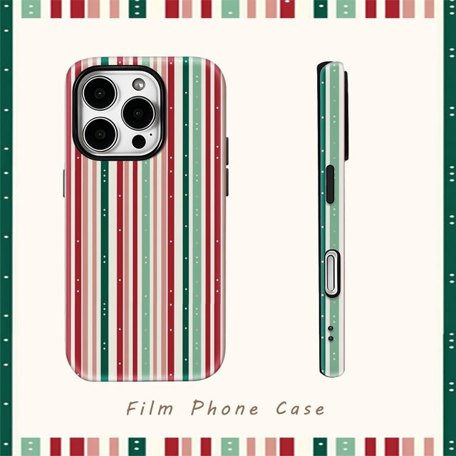 Potdemiel Crimson Stripe Doppelschichtige Magnetische Handyhülle für iPhone 18 17 16 15 14 13 Pro Max Plus Robuste Schutzhülle - Bild 1