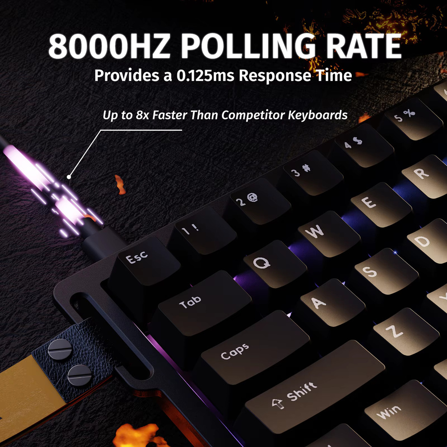 ATTACK SHARK X68 HE Rapid Trigger Gaming Tastatur in Schwarz mit 8KHz Magnetischen Switches, 60 % Layout, RGB und Unterstützung für Snap Tap, DKS, MT und TGL - Bild 3