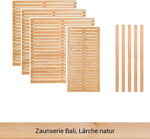 Mr. GARDENER Zaunset Bali 9er Set aus Holz in Natur mit 4 Grundelementen und 5 Pfosten, Farbe: Braun - Bild 1