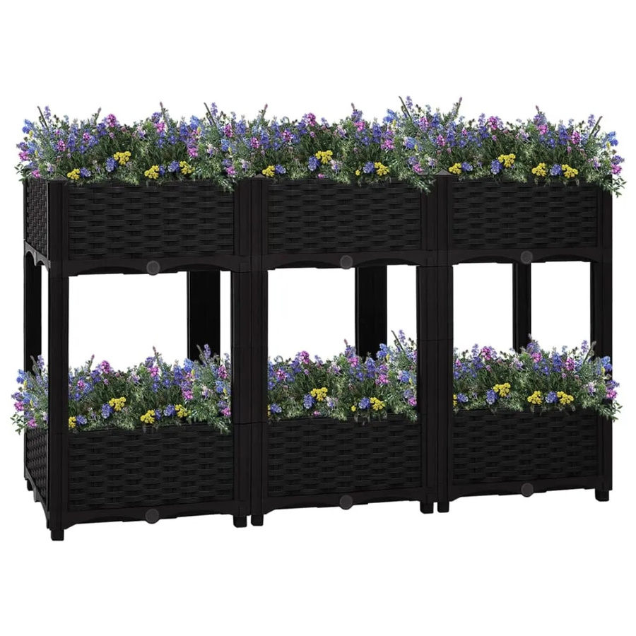 furnicato Hochbeet aus Polypropylen in Schwarz, B/T/H: 120 x 40 x 71 cm - Bild 2
