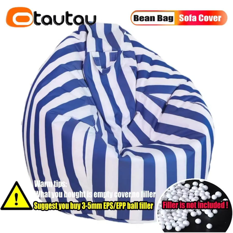 Otautau Outdoor Sitzsack Abdeckung ohne Füllung, wasserdichte Sitzsack Hülle für Garten und Strand, gestreift in Blau und Lila - Bild 2