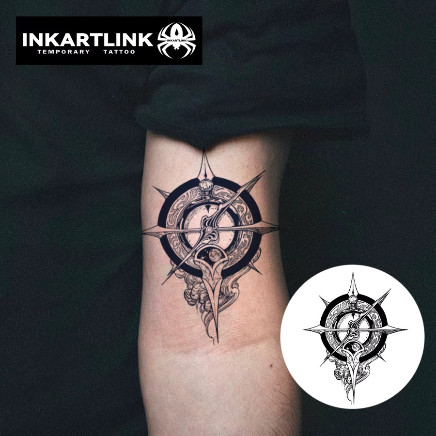 INKARTLINK Kompasse temporärer Tattoo-Aufkleber, wasserfest, semi-permanent - Bild 2