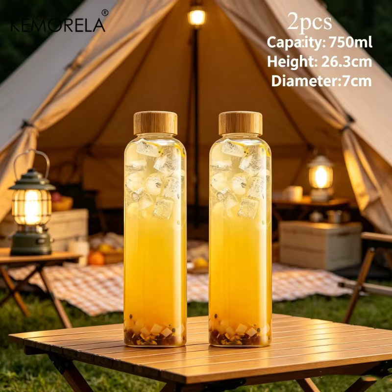 KEMORELA Glas-Sportwasserflasche mit Deckel, auslaufsicher und hitzebeständig, transparent, 500 ml, 750 ml, 1000 ml - Bild 3