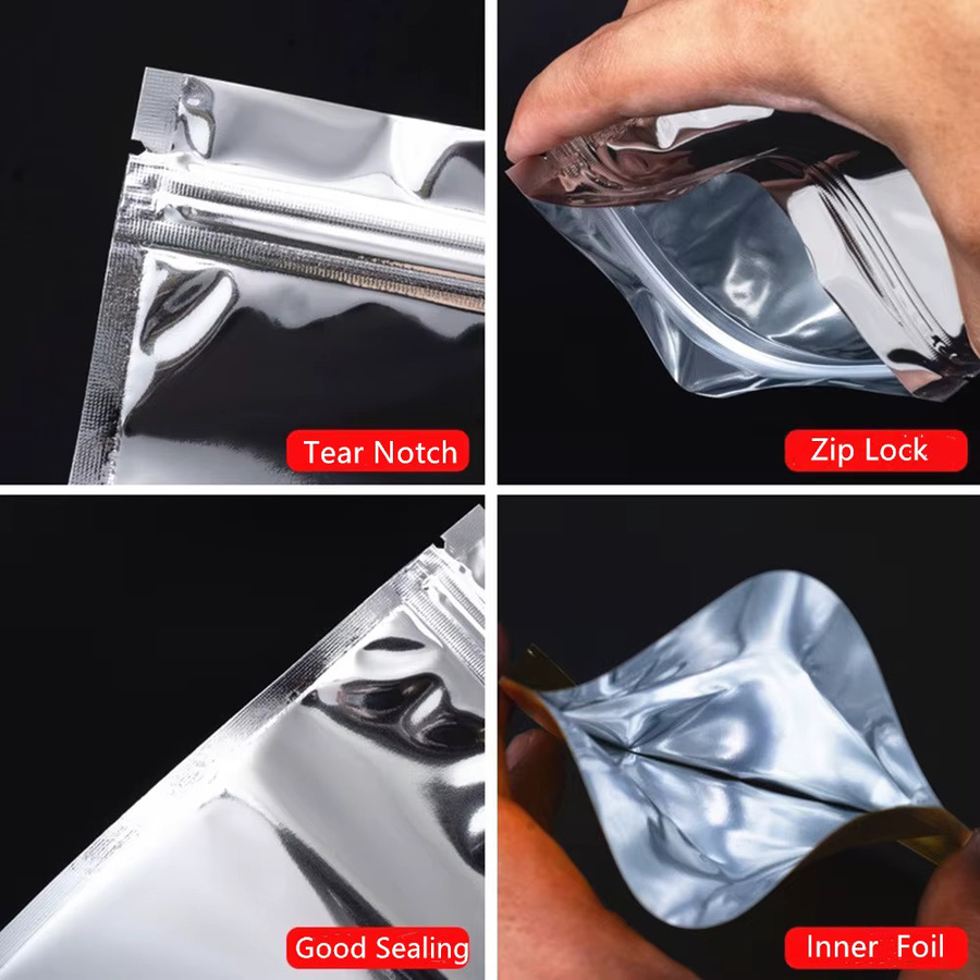 NIWEISEN Wiederverschließbare Zip-Lock-Beutel aus silberner Aluminisierter Folie für Lebensmittel und Geschenke - Bild 3