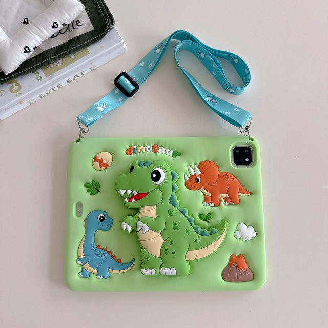 Samsung Tablet Hülle 3D Dinosaurier Silikon Abdeckung für Galaxy Tab A11 Plus SM-X230 SM-X236 und Galaxy Tab A9 Plus X210 X216B X218U in Grün - Bild 1