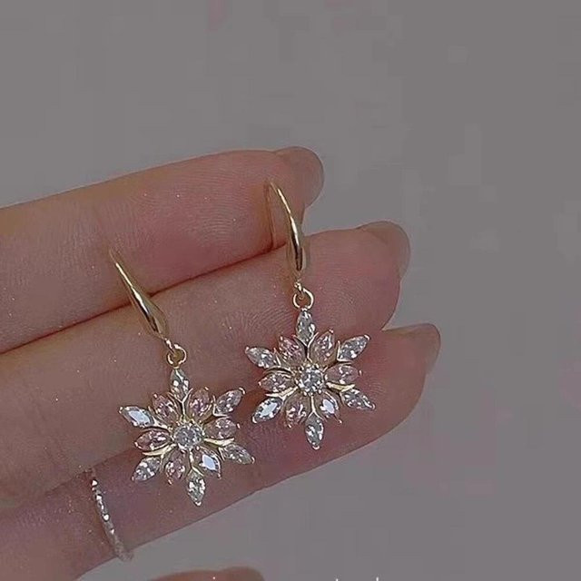 xianyi01 Ohrringe, Schneeflocke, Zirkonia, Rosa, Damen - Bild 1