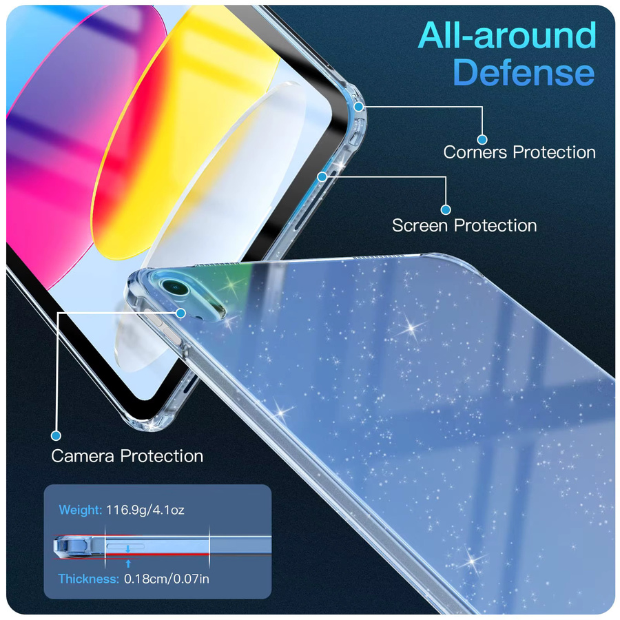 Glitzer Silikonhülle für Apple iPad Air Pro mini in Schwarz und Transparent - Bild 3