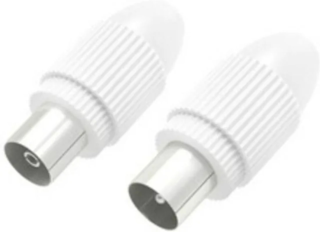 Hama Antennen-Adapter-Set Koax-Stecker und Koax-Kupplung klemmbar in Weiß, 2 Stück - Bild 2