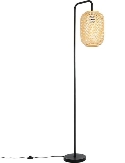 QAZQA Yvonne Orientalische Stehleuchte aus Bambus in Schwarz, dimmbar, E27, Höhe: 170 cm, Breite: 25 cm, Tiefe: 25 cm - Bild 1