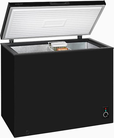Exquisit GT200-050F Gefriertruhe in Schwarz mit Kompressor und Türöffnungssignal