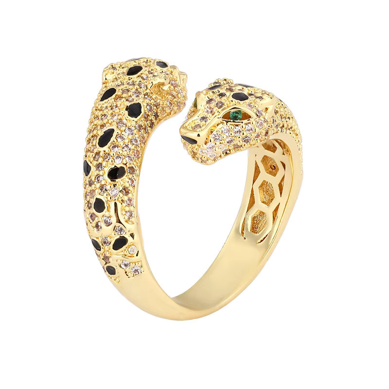 LJDZSW Leoparden Ring, Kristall, Gold, Silber, Unisex - Bild 2