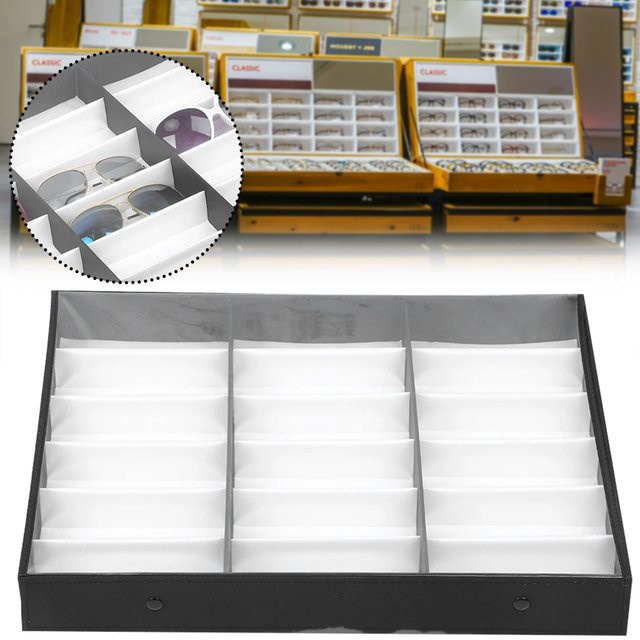 Etmakit 18-teiliges Brillen-Display und Aufbewahrungsset in Schwarz für Sonnenbrillen, Brillen und Schutzbrillen mit staubdichten Hüllen und Schmuckbehältern - Bild 1
