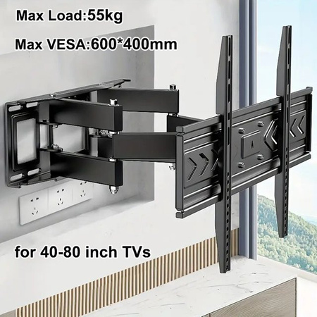 BEISHI TV-Wandhalterung für 40-80 Zoll LED LCD OLED Flachbildfernseher mit doppeltem Schwenkarm und Neigefunktion in Schwarz