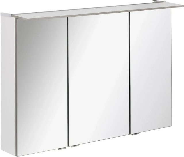 Fackelmann Spiegelschrank b.perfekt in Weiß und Grau mit Softclose-Türen, integrierter LED-Beleuchtung und Steckdose, B/H/T: 100 x 69 x 23,1 cm - Bild 1