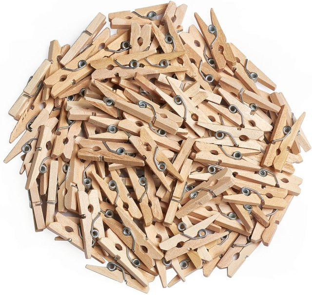 VBS Mini-Holzklammern aus Holz in Beige und Braun, 100 Stück - Bild 1