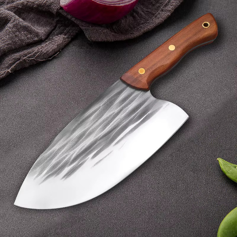 InLeung Handgeschmiedetes Küchenmesser aus Edelstahl mit Holzgriff in Silber - Bild 4