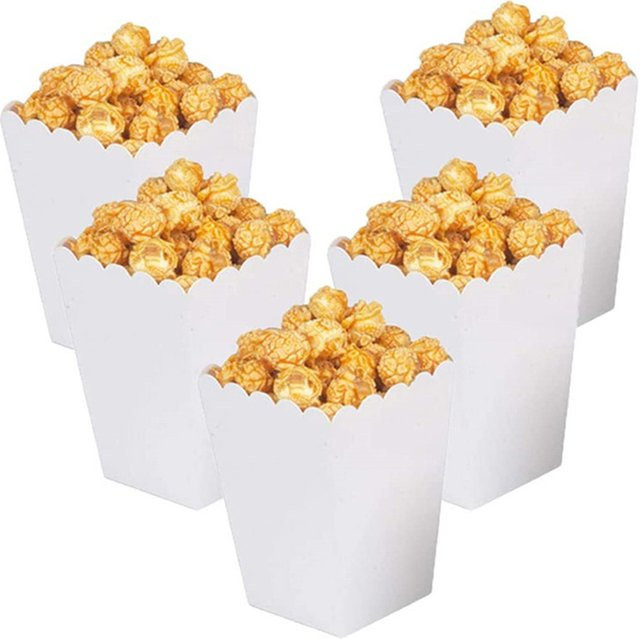 10er Set Mini Einweg Popcorn Boxen aus Papier in Weiß für Party, Hochzeit oder Geburtstag - Bild 1