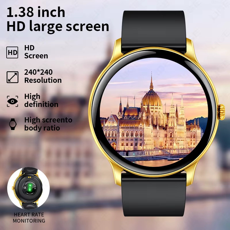 LIGE Smartwatch, Damen, 1,38 Zoll, Schwarz, Silikon - Bild 2