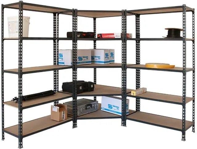 PROREGAL Regal-Set bestehend aus 1x Eckregal und 2x Schwerlastregal Muli in Anthrazit, H x B x T: 180 x 180 x 30 cm, Fachlast 200 kg - Bild 1