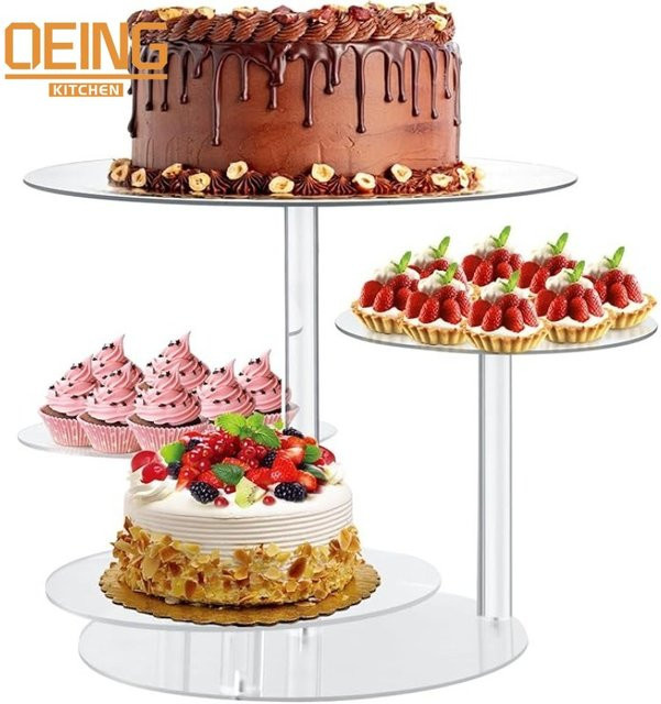 OEING Cupcake Ständer aus Acryl, rundes Dessert-Tablett in Transparent, ideal für Kuchen und Gebäck bei Hochzeiten oder Geburtstagen - Bild 1