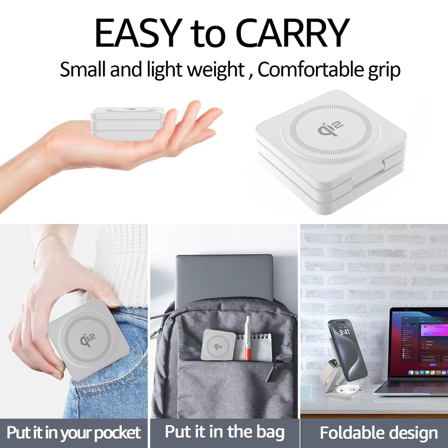 Apple 3-in-1 Wireless Ladegerät Qi2 15W Schnellladestation in Weiß für iPhone, Apple Watch und AirPods Pro - Bild 2