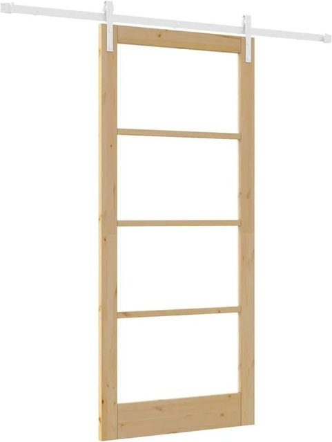 vidaXL Schiebetür ORKDAL aus Massivholz Kiefer und Glas in Natur, B: 93 cm, H: 211 cm - Bild 1