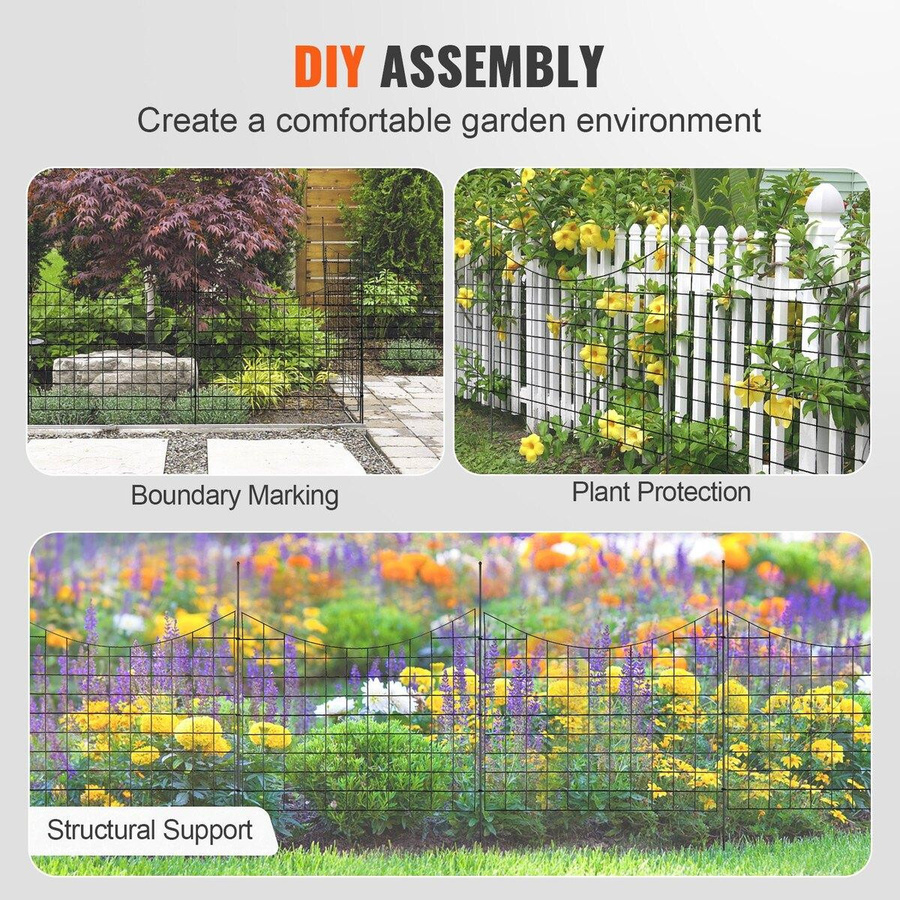 Buying Solutions MB Tierabwehrzaun aus Metall in Schwarz, dekorative Gartenbegrenzung ohne Bohren, Höhe: 93,0 cm, Länge: 74,93 cm - Bild 6