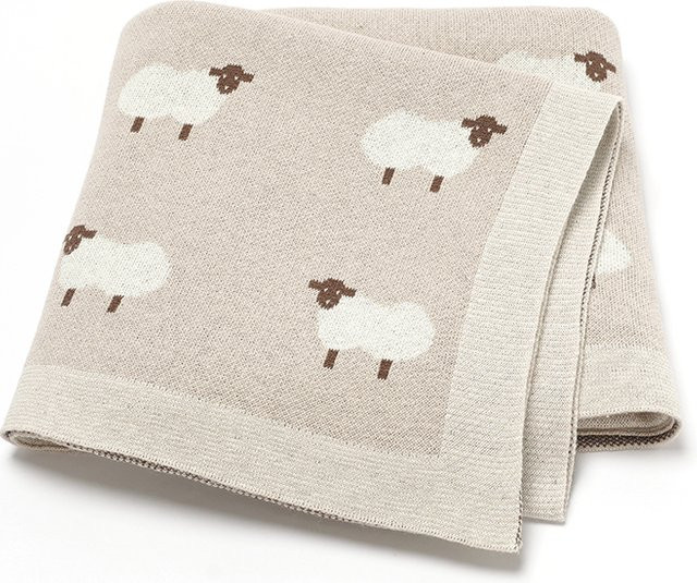 Mimixiong Baby Kuscheldecke aus Baumwolle, gestrickte Decke für Neugeborene und Kleinkinder, Beige, B/T: 90 x 70 cm - Bild 1