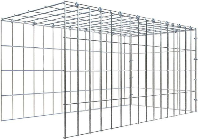 Gabiona C-Ring Anbaukorb Typ 4 in Silbergrau, B/T/H: 80 x 40 x 40 cm, Maschenweite 5 x 10 cm - Bild 1