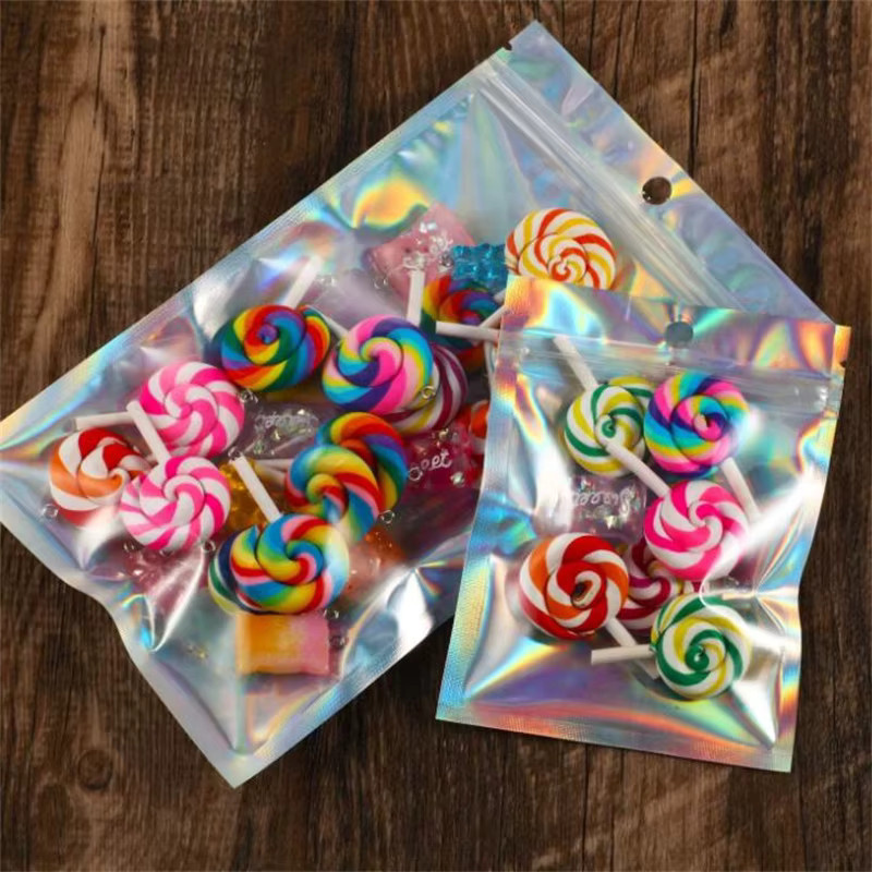 10 Stück holografische Mylar Beutel mit Pressverschluss, wiederverschließbare Kunststoffbeutel in Mehrfarben zur Aufbewahrung von Lebensmitteln, Perlen oder Schmuck - Bild 2