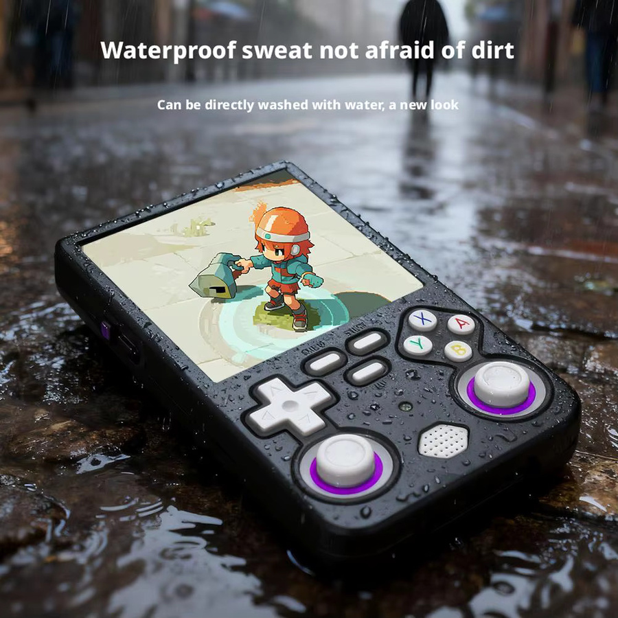 Schutzhülle aus Silikon für die R36 Ultra Retro Handheld-Spielekonsole in Schwarz mit Anti-Fall-Lanyard - Bild 2