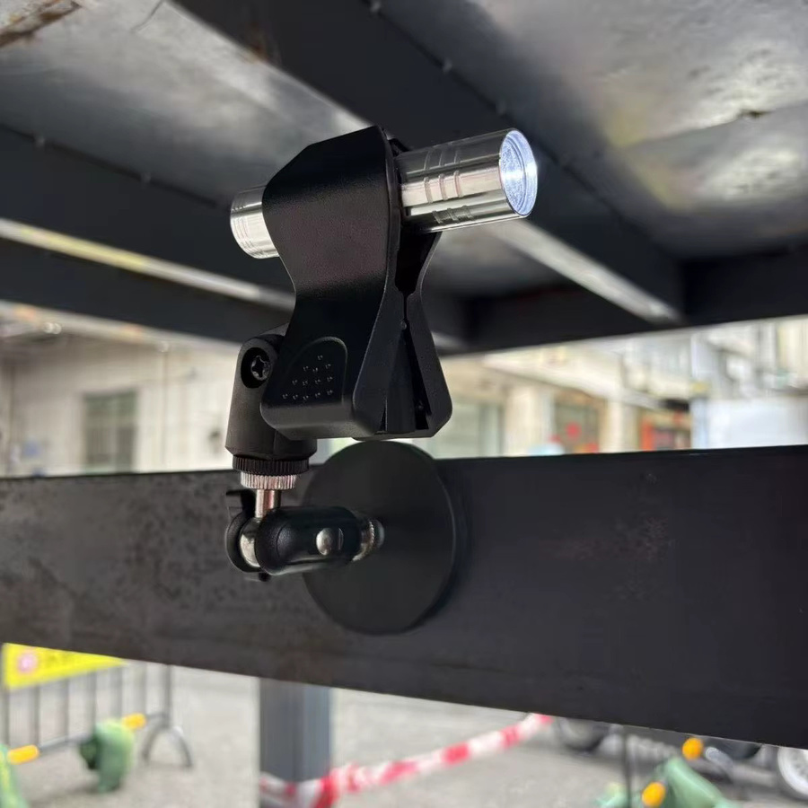 Universeller Ventilator- und Taschenlampen-Ständer mit Mikrofonhalterung, 360 Grad drehbar und magnetisch, Schwarz - Bild 3