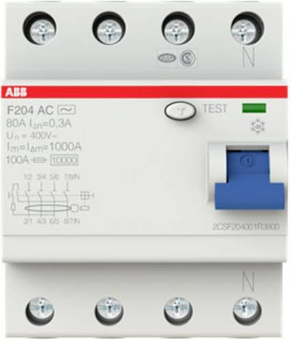 ABB FI-Schutzschalter F204 A-80/0,3 RCD 4polig 80A 0,3A 400V in Weiß - Bild 1