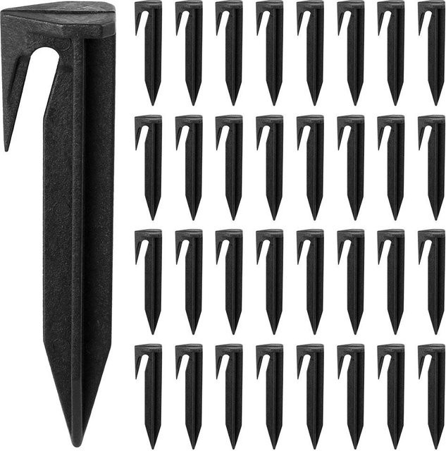 100 Stück Rasenpfähle Bodenanker aus Kunststoff in Schwarz für Mähroboter Begrenzungskabel und Erdhaken - Bild 1