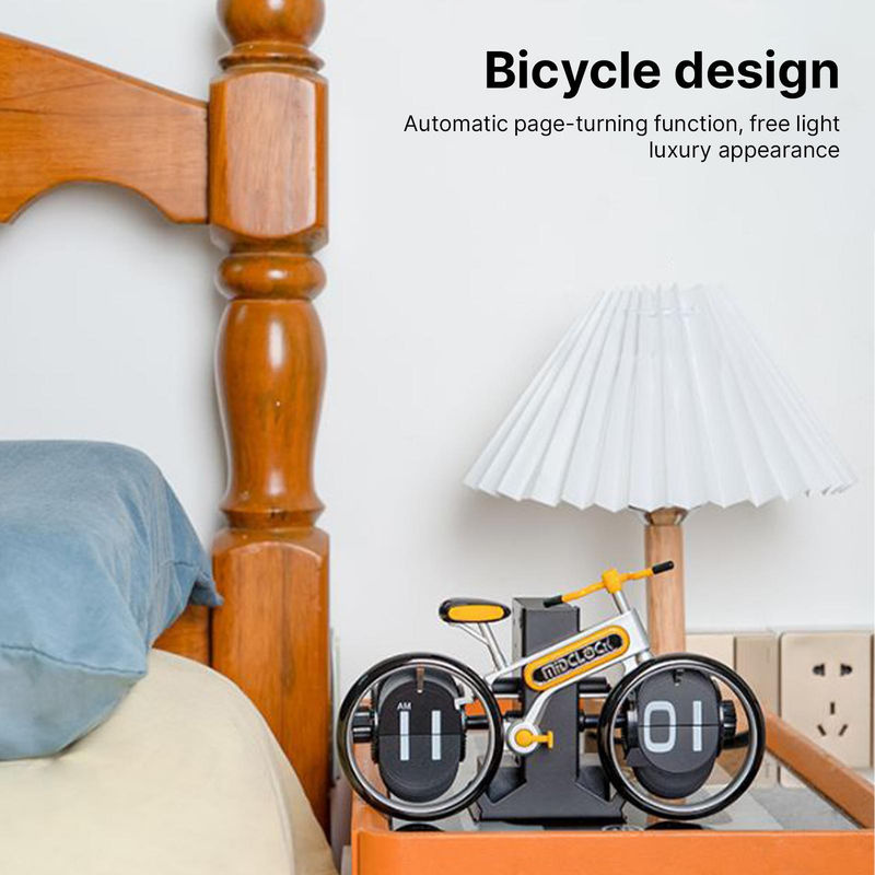 Tooarts Vintage Fahrrad Flip Uhr, digitale mechanische Tischuhr in Weiß, Dekoration aus Kunststoff - Bild 5