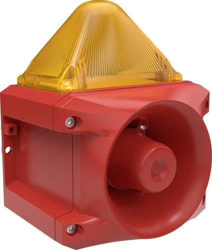 Pfannenberg Kombi-Signalgeber PRO X 10 in Gelb mit rotem Licht, 10-60V DC, 24 V/DC, 116 dB, Aluminium - Bild 1