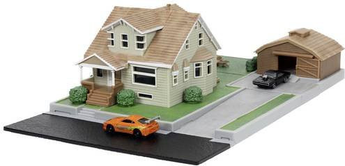 Jada Toys Fast and Furious Nano Dom's House Display Diorama 1:24 Modellauto aus Metall und Kunststoff in Schwarz und Orange - Bild 1