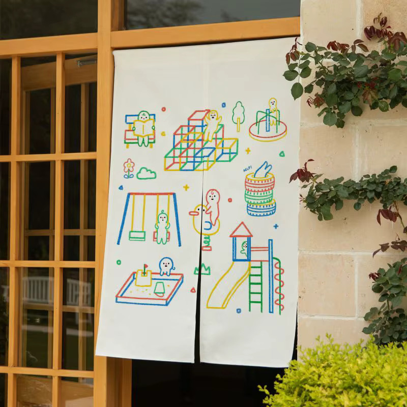 VIKAMA Graffiti-Türvorhang für Kinderzimmer und Spielplätze, blickdichter Stoffvorhang mit Grafik-Design, Mehrfarbig, Breite: 90 cm, Höhe: 65 cm - Bild 3