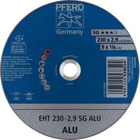 PFERD Trennscheibe EHT Leistungslinie SG ALU für Aluminium, Farbe: Blau, Durchmesser: 230 mm, Breite: 2,9 mm, Bohrung: 22,23 mm - Bild 1