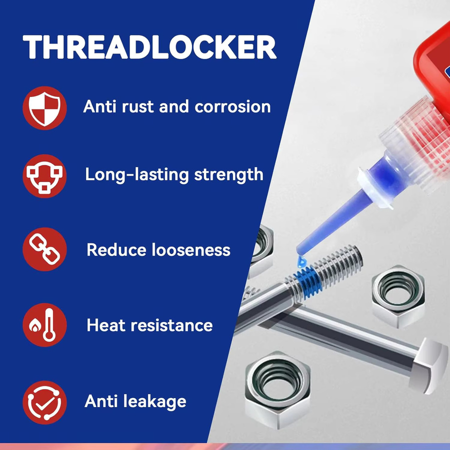 LOOLIFL Gewindesicherungsmittel blau zur Lockerung und Korrosionsvermeidung für Muttern, Schrauben und Befestigungselemente - Bild 2