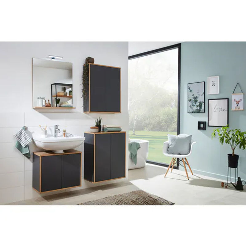 FACKELMANN Hängeschrank FINN für das Badezimmer, Anthrazit, 2 Türen, B/H/T: 60 x 75 x 20,1 cm - Bild 4