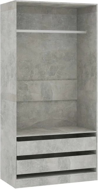 vidaXL Kleiderschrank aus Holzwerkstoff mit integrierten Schubladen und Kleiderstange, Betongrau, B/T/H: 100 x 50 x 200 cm - Bild 1