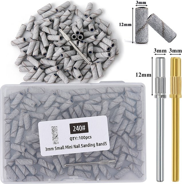 TFSCLOIN Mini Zebra Nagel Schleif Bands Kit, 3mm, 100/80 Stück - Bild 1