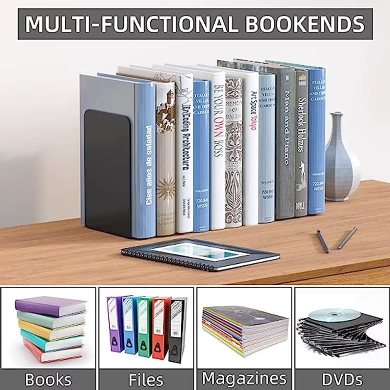 2 Stück Buchstützen aus Metall in Schwarz für Regale und Bibliotheken - Bild 3