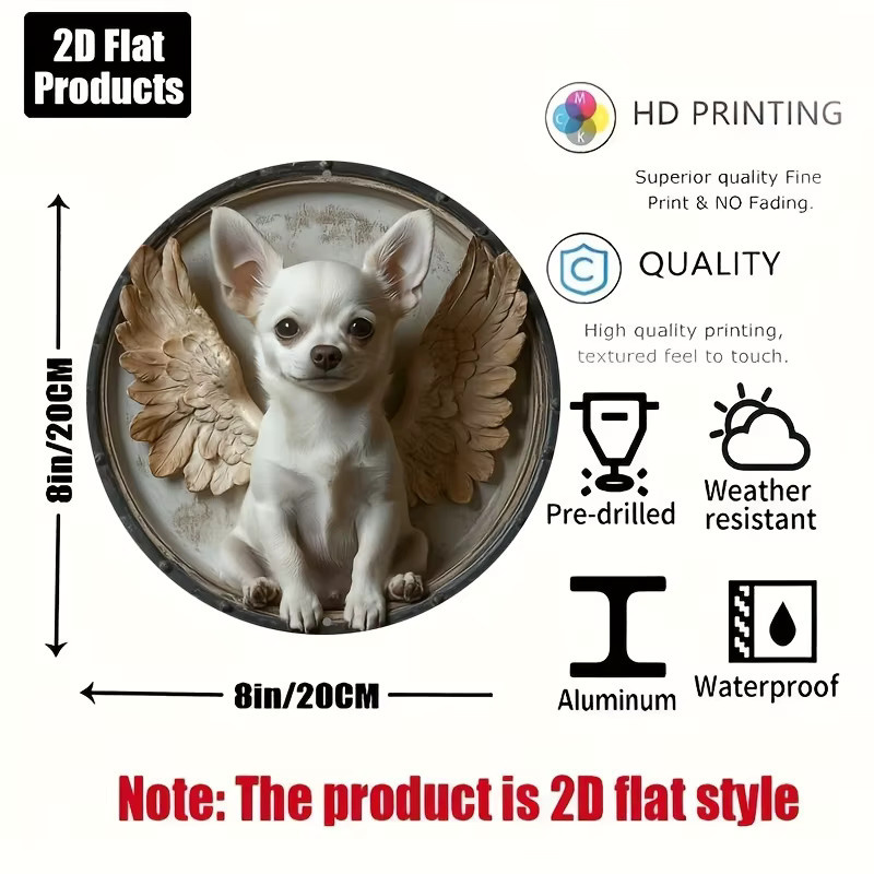 Rundes dekoratives Metallschild mit Chihuahua-Motiv von Potdemiel, Durchmesser: 20 cm, Mehrfarbig - Bild 2