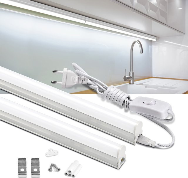 Lcamaw T5 LED Rohr Set, weiß, Länge: 120 cm, inklusive Netzteil und Schalter - Bild 1
