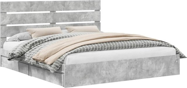 vidaXL Stauraumbett mit Schubladen in Betongrau aus Holzwerkstoff, B/T/H: 200 x 200 x 100 cm - Bild 1